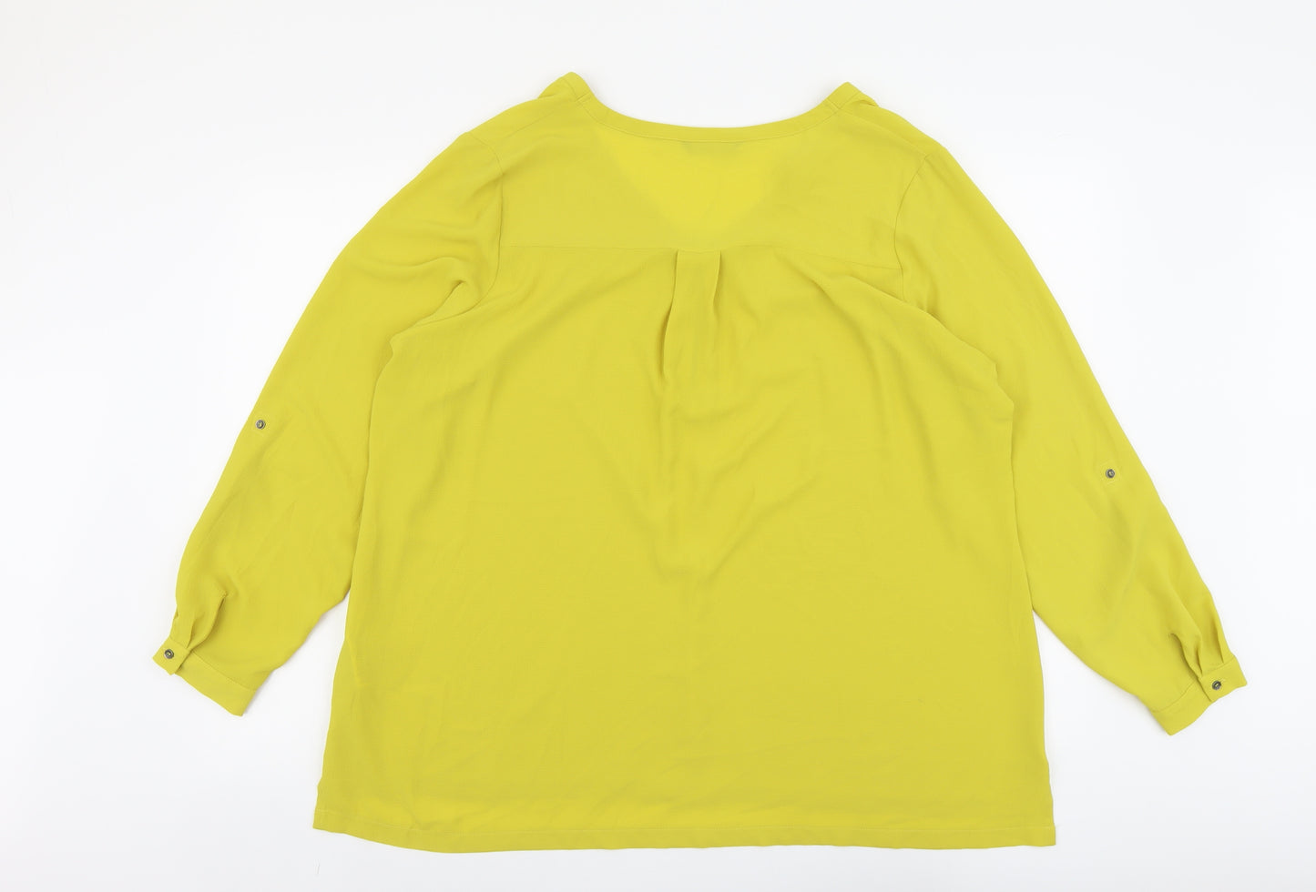 Marks and Spencer Womens Yellow Polyester Basic Blouse Size 20 V-Neck