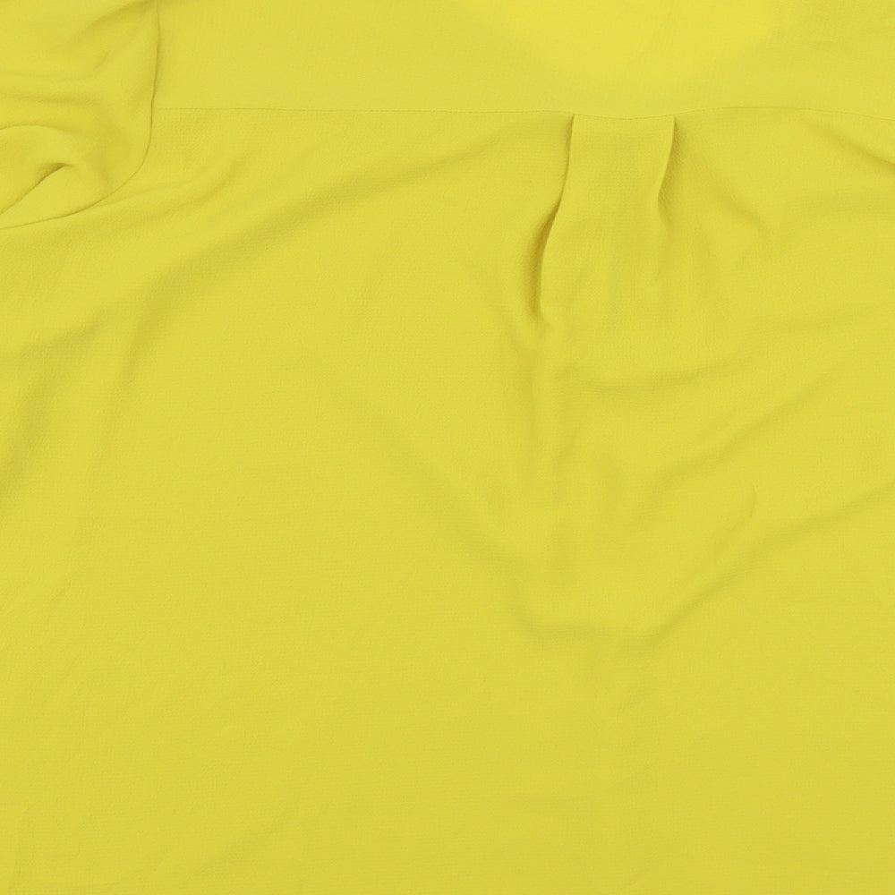 Marks and Spencer Womens Yellow Polyester Basic Blouse Size 20 V-Neck