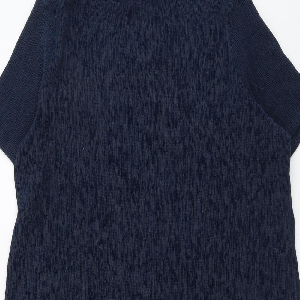 Marks and Spencer Womens Blue Polyacrylate Fibre A-Line Size 20 Mock Neck Pullover