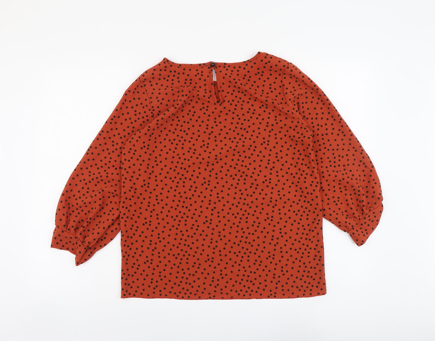 Boohoo Womens Red Polka Dot Polyester Basic Blouse Size 12 Boat Neck