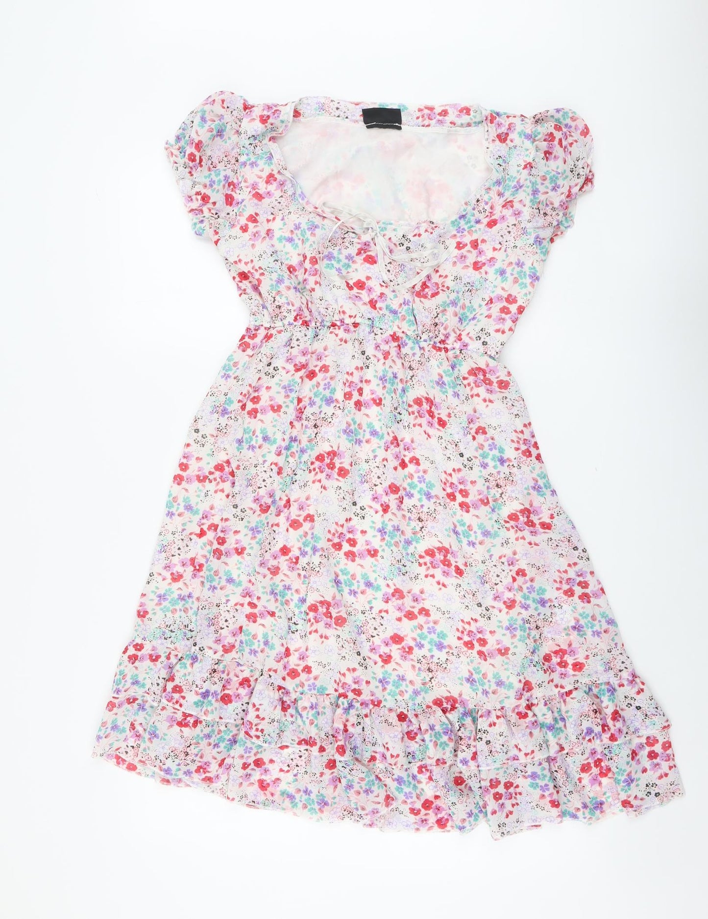 West One Womens Multicoloured Floral Polyester Fit & Flare Size 12 Round Neck Pullover