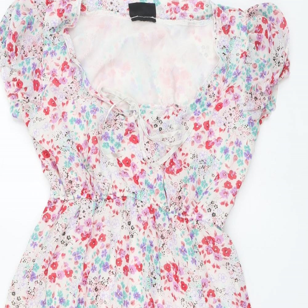 West One Womens Multicoloured Floral Polyester Fit & Flare Size 12 Round Neck Pullover