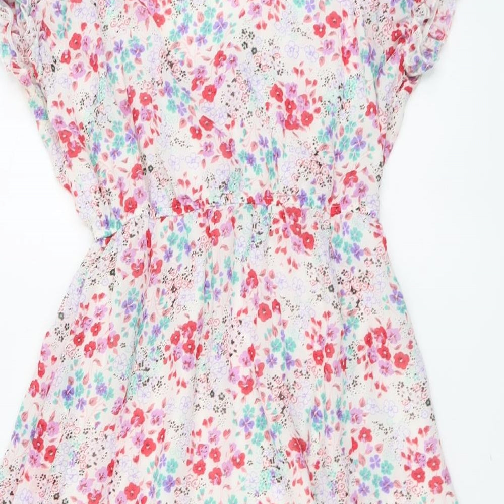 West One Womens Multicoloured Floral Polyester Fit & Flare Size 12 Round Neck Pullover