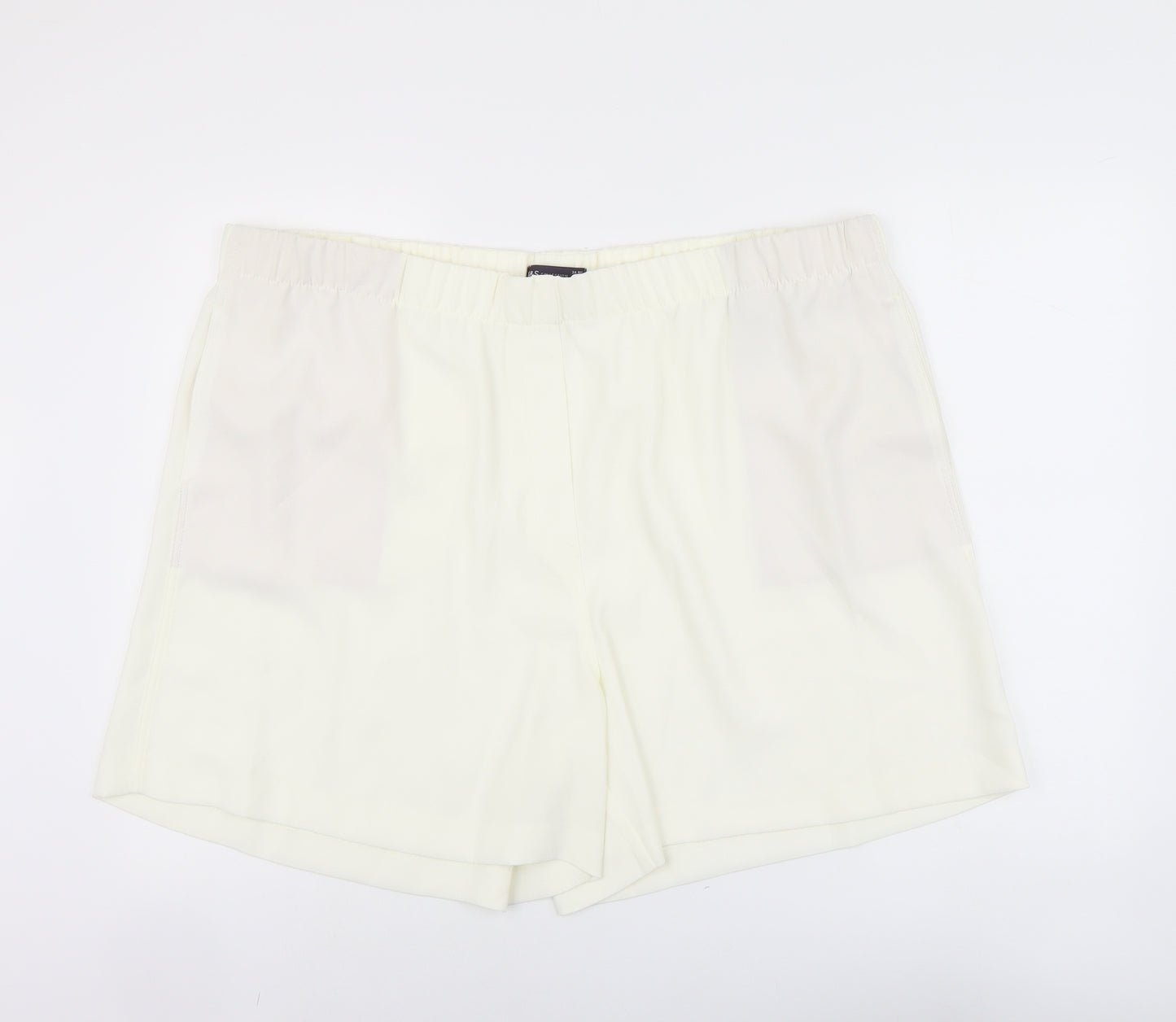 Marks and Spencer Womens Ivory Polyester Bermuda Shorts Size 24 L6 in Regular Pull On