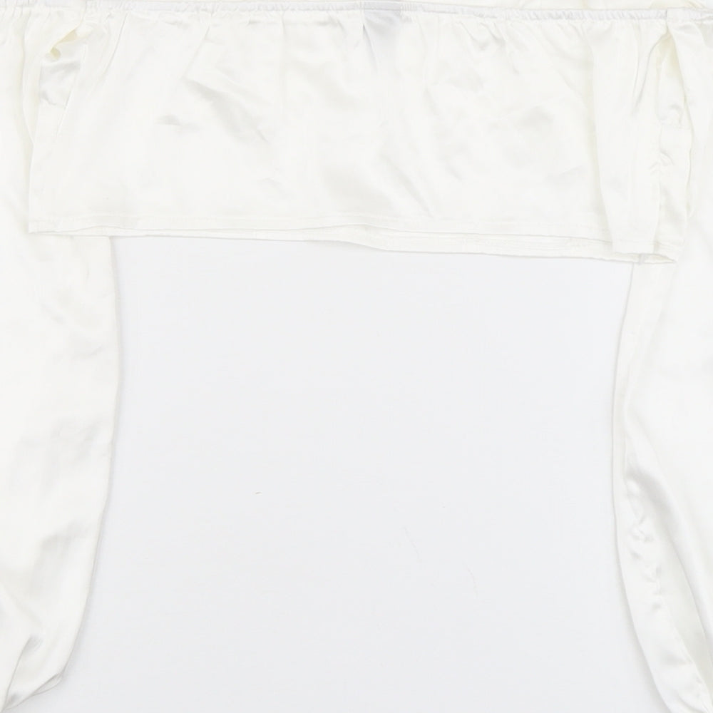 SheIn Womens White Polyester Cropped Blouse Size L Off the Shoulder - Bardot