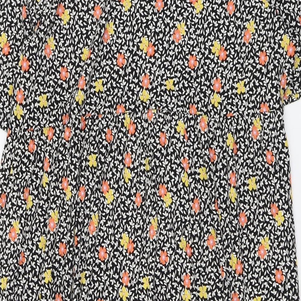 Marks and Spencer Womens Black Floral Viscose Trapeze & Swing Size 20 Round Neck Pullover