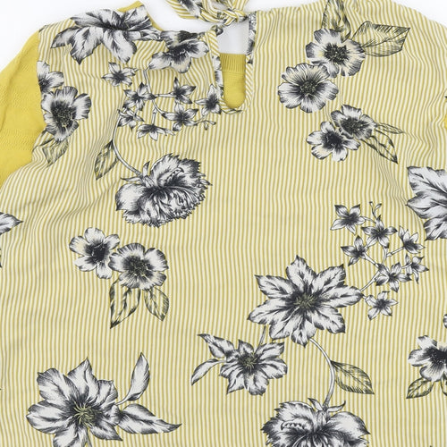 NEXT Womens Yellow Round Neck Floral Viscose Pullover Jumper Size 12