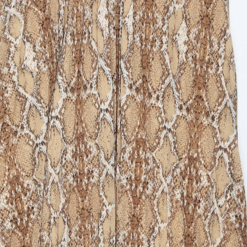 Marks and Spencer Womens Beige Animal Print Polyester Swing Skirt Size 14 - Snakeskin Pattern