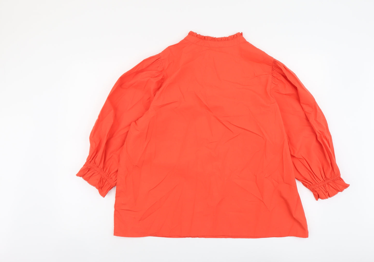 Marks and Spencer Womens Red Cotton Basic Blouse Size 18 Round Neck