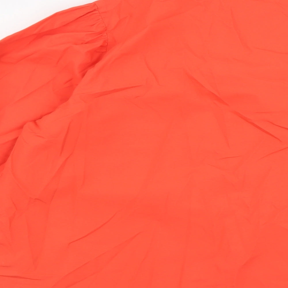 Marks and Spencer Womens Red Cotton Basic Blouse Size 18 Round Neck