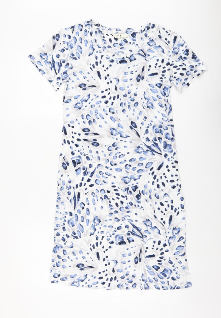 Marks and Spencer Womens Blue Geometric Cotton Top Dress Size XS