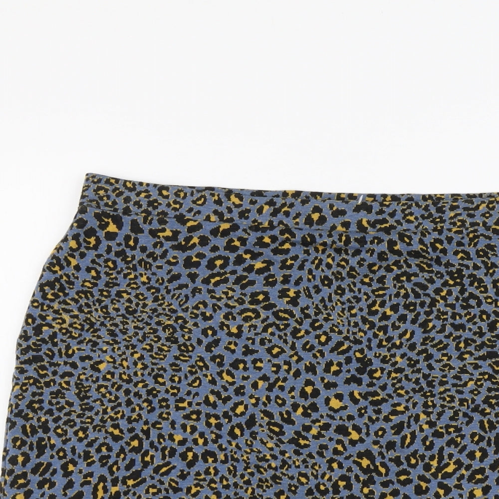 George Womens Blue Animal Print Polyester Bandage Skirt Size 20 - Leopard Pattern