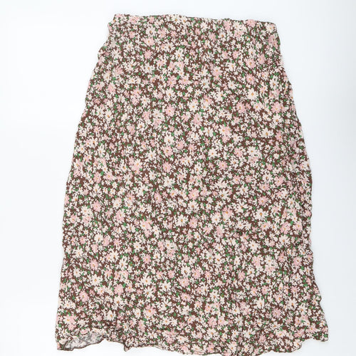 New Look Womens Pink Floral Viscose Peasant Skirt Size 12
