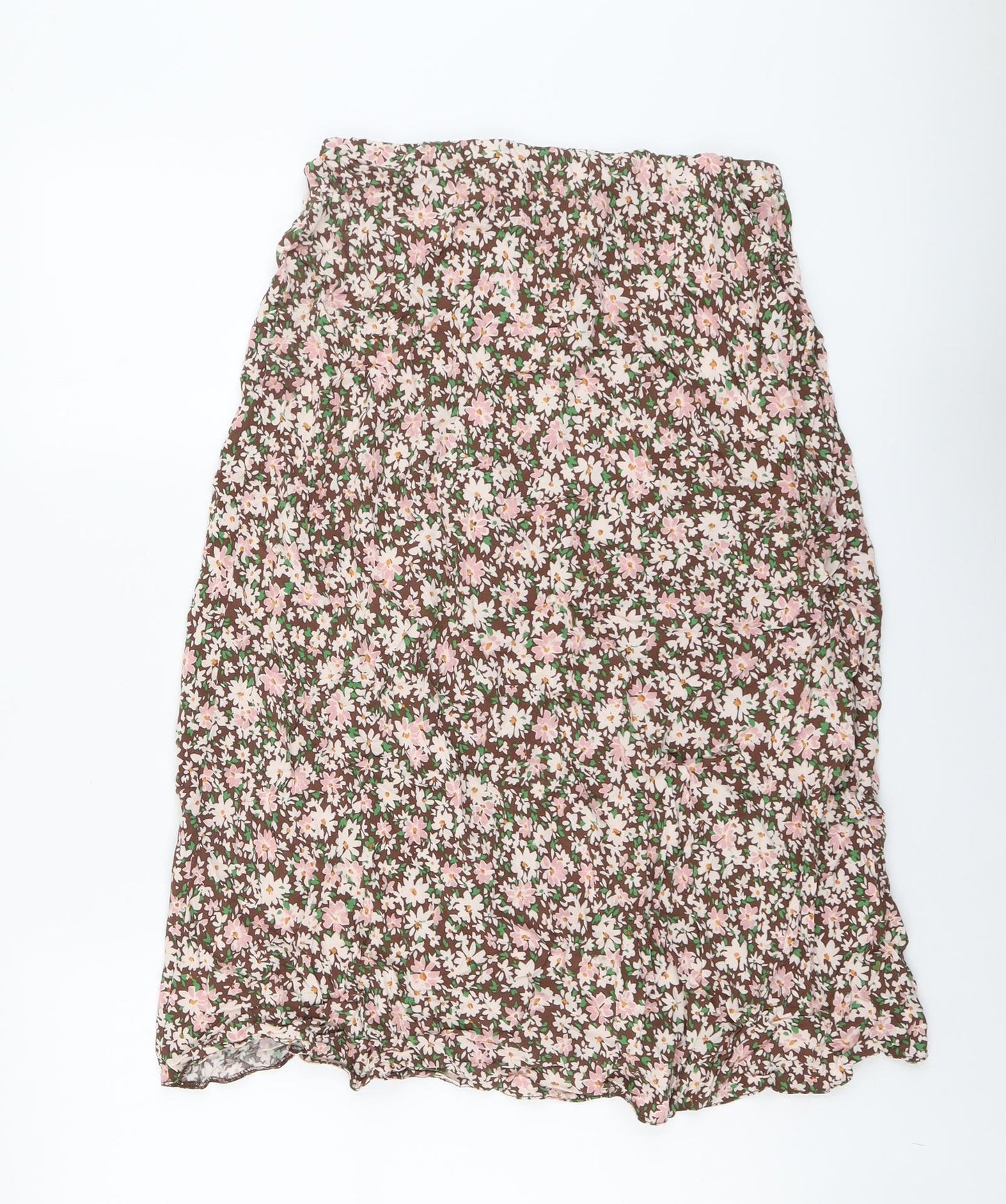 New Look Womens Pink Floral Viscose Peasant Skirt Size 12