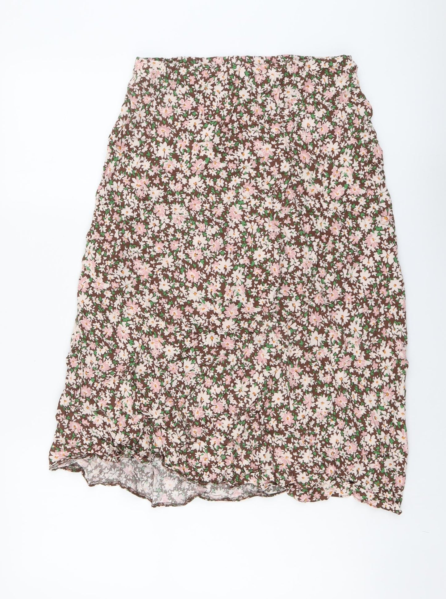 New Look Womens Pink Floral Viscose Peasant Skirt Size 12