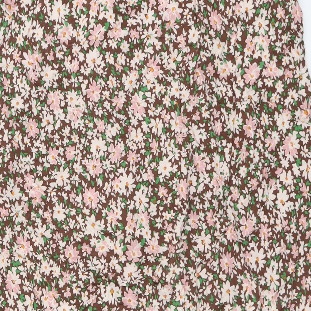 New Look Womens Pink Floral Viscose Peasant Skirt Size 12