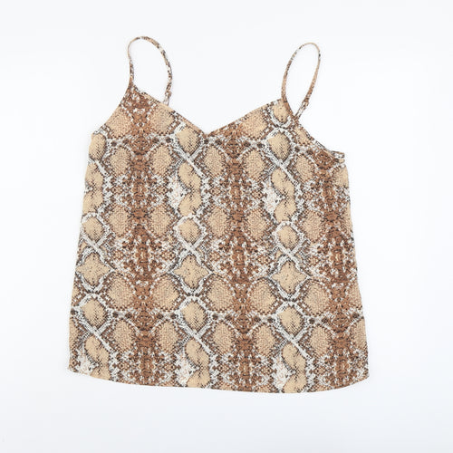Marks and Spencer Womens Beige Animal Print Polyester Camisole Tank Size 12 V-Neck - Snake Skin Print