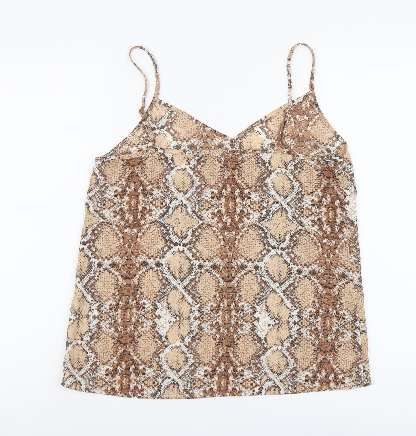 Marks and Spencer Womens Beige Animal Print Polyester Camisole Tank Size 12 V-Neck - Snake Skin Print