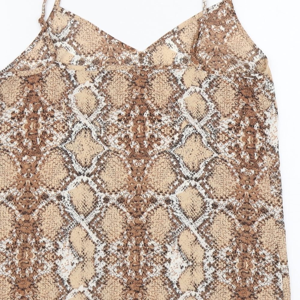 Marks and Spencer Womens Beige Animal Print Polyester Camisole Tank Size 12 V-Neck - Snake Skin Print