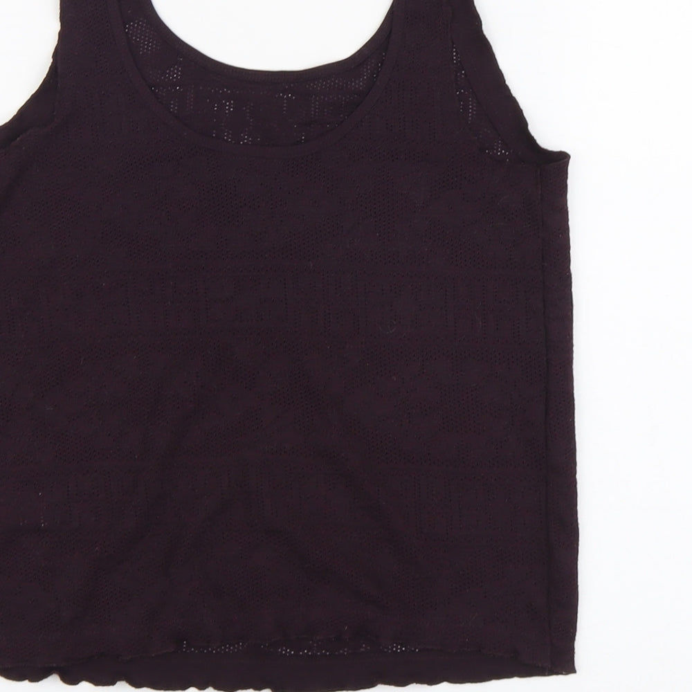 Topshop Womens Purple Geometric Polyester Basic Tank Size 8 Scoop Neck