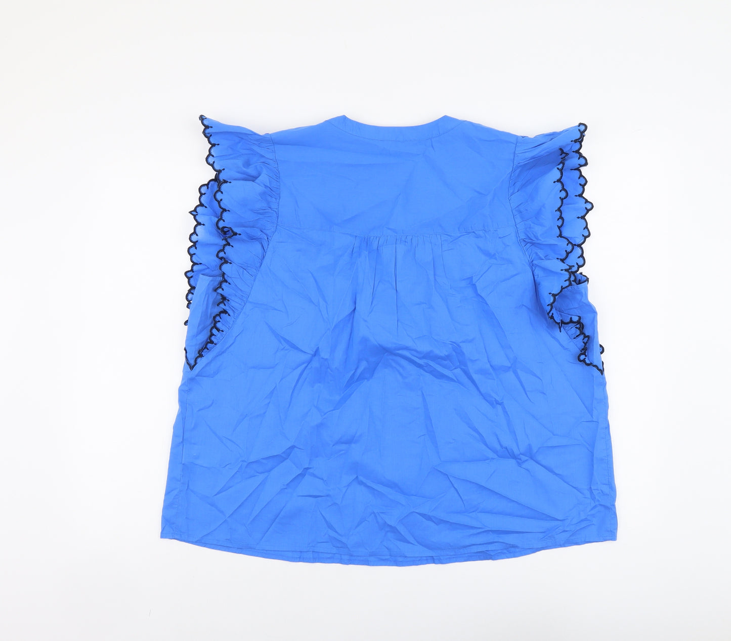 Marks and Spencer Womens Blue Cotton Basic Blouse Size 18 Round Neck