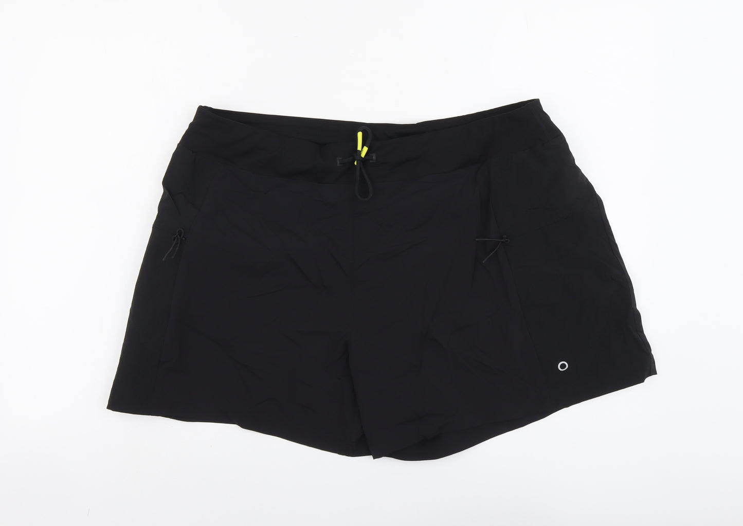 Marks and Spencer Womens Black Polyester Athletic Shorts Size 20 L5 in Regular Drawstring
