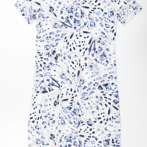 Marks and Spencer Womens Blue Geometric Cotton Top Dress Size XS
