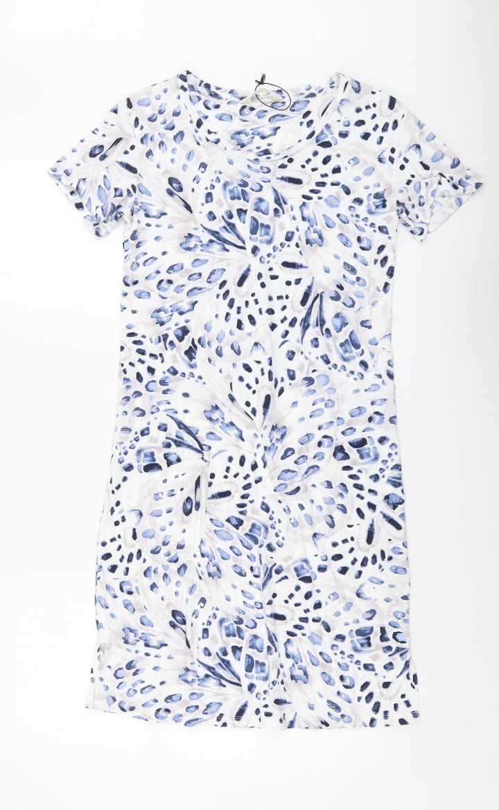 Marks and Spencer Womens Blue Geometric Cotton Top Dress Size XS