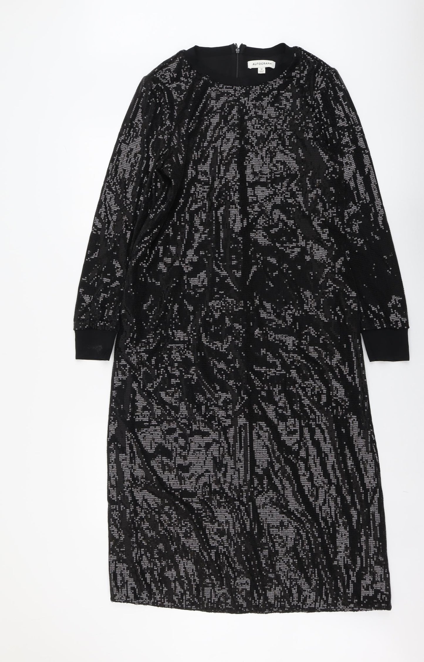 Autograph Womens Black Polyester Maxi Size 12 Round Neck Zip