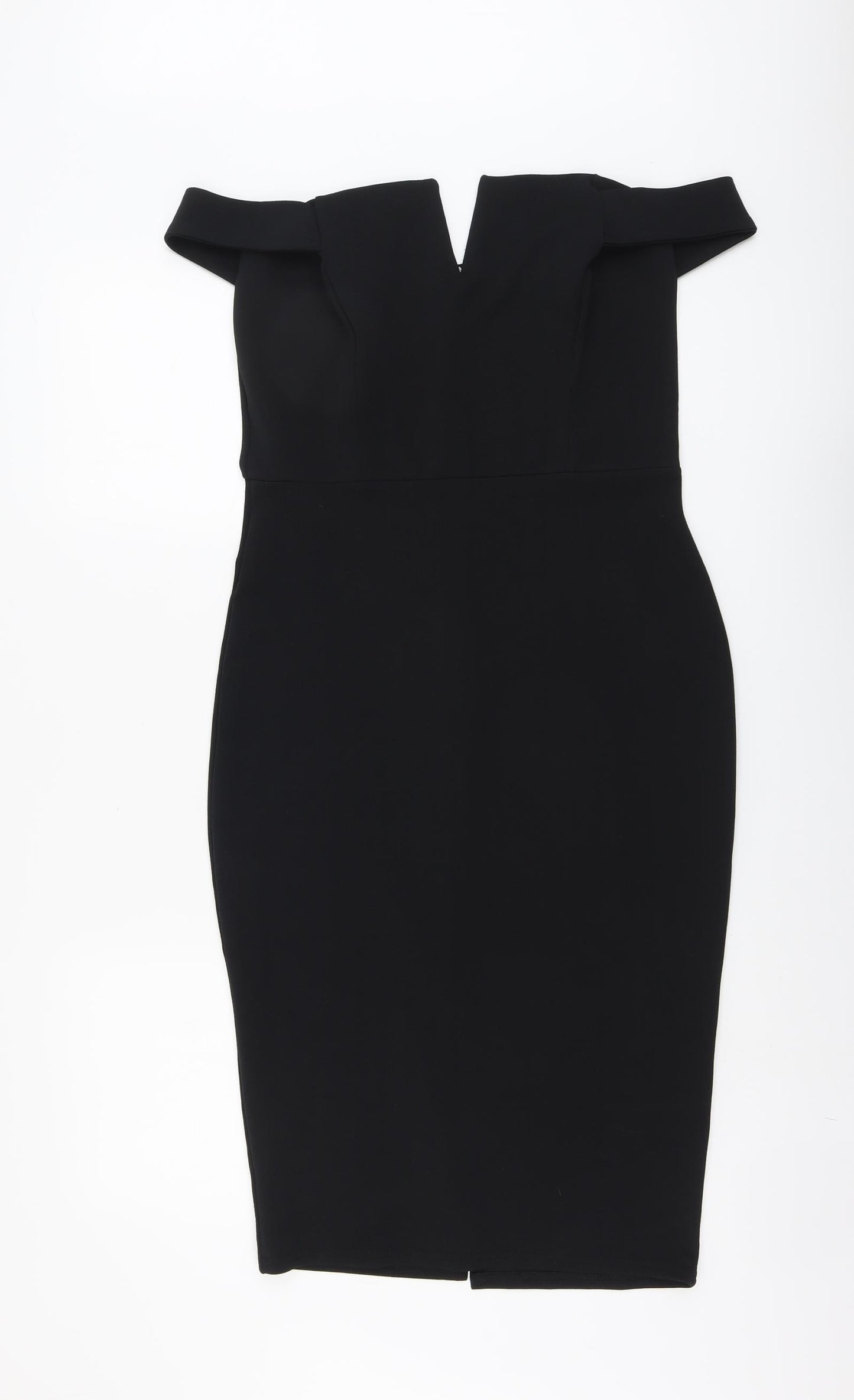 Boohoo Womens Black Polyester Bodycon Size 14 Off the Shoulder Pullover