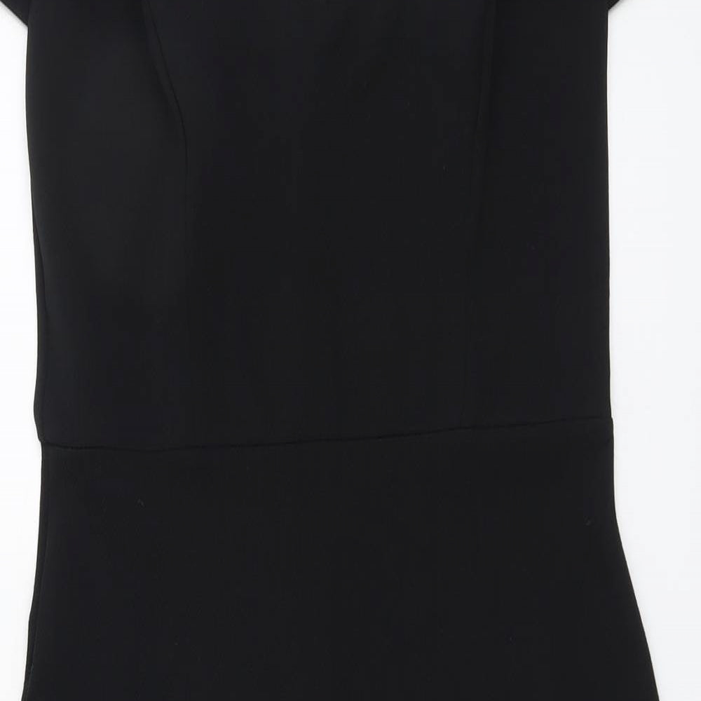 Boohoo Womens Black Polyester Bodycon Size 14 Off the Shoulder Pullover