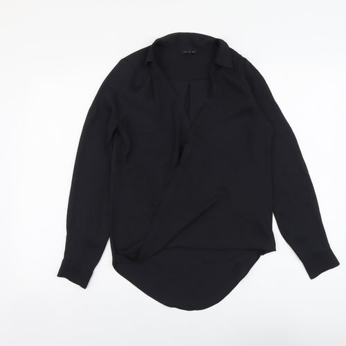 River Island Womens Black Polyester Basic Blouse Size 6 Collared
