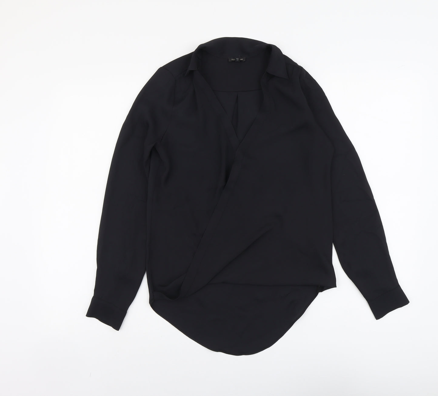 River Island Womens Black Polyester Basic Blouse Size 6 Collared