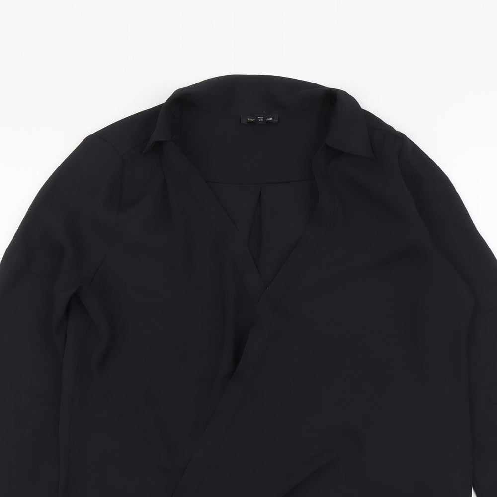 River Island Womens Black Polyester Basic Blouse Size 6 Collared