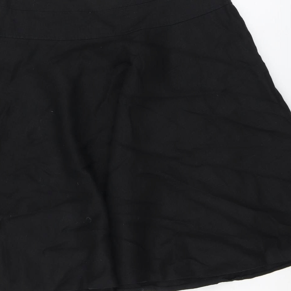 Wallis Womens Black Linen Swing Skirt Size 10 Zip