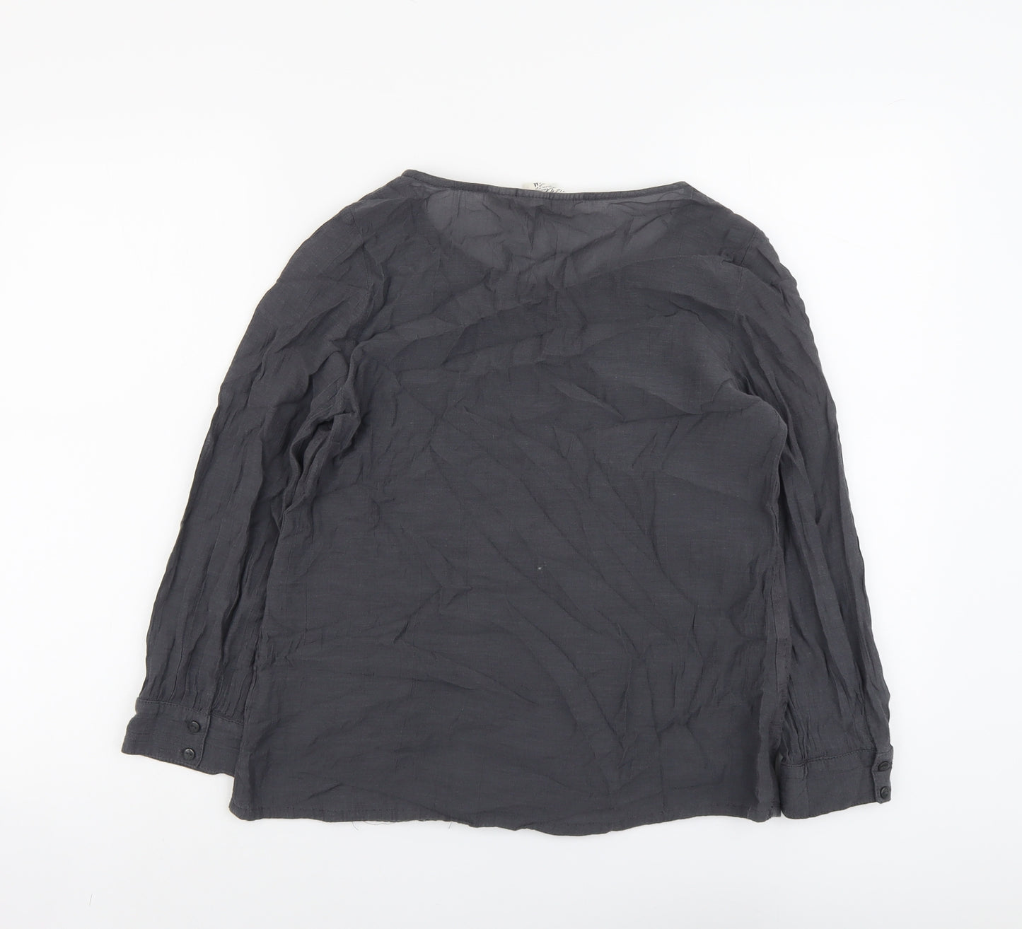 H&M Womens Grey Cotton Basic Blouse Size 8 Scoop Neck