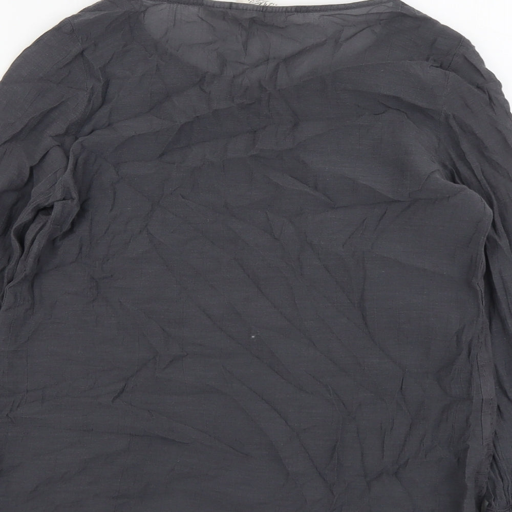 H&M Womens Grey Cotton Basic Blouse Size 8 Scoop Neck