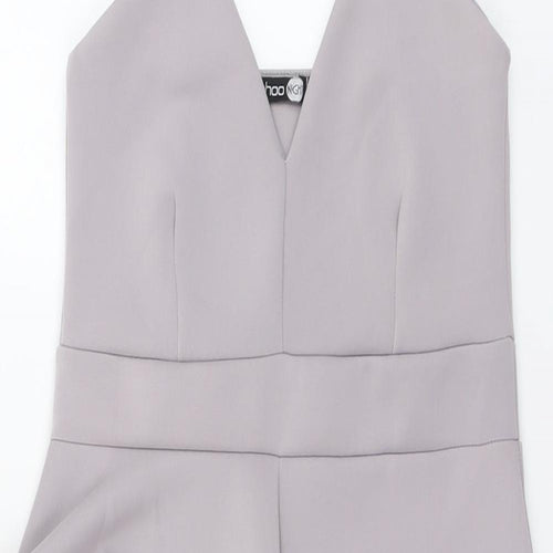 Boohoo Womens Grey Polyester Bodycon Size 10 V-Neck Pullover