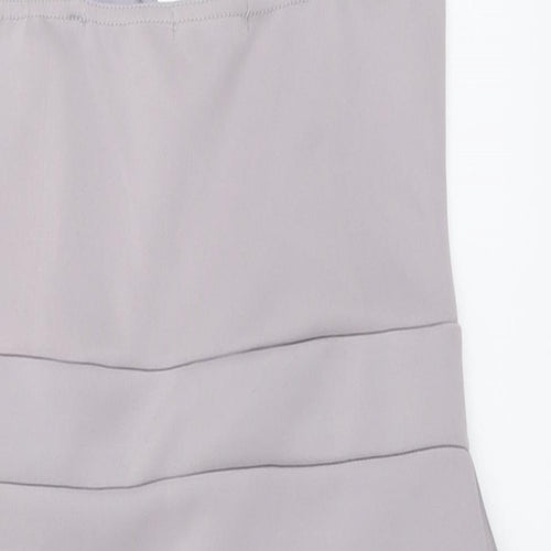 Boohoo Womens Grey Polyester Bodycon Size 10 V-Neck Pullover