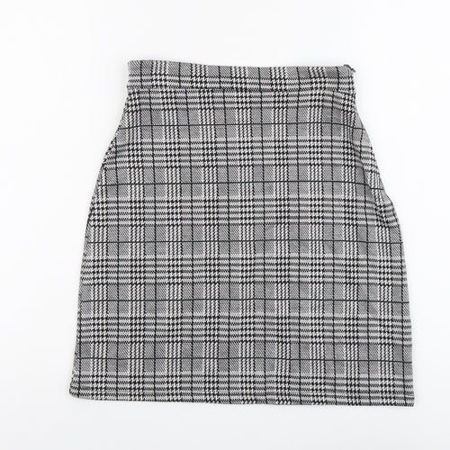 George Womens Black Plaid Polyester Straight & Pencil Skirt Size 8 Zip