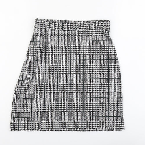 George Womens Black Plaid Polyester Straight & Pencil Skirt Size 8 Zip