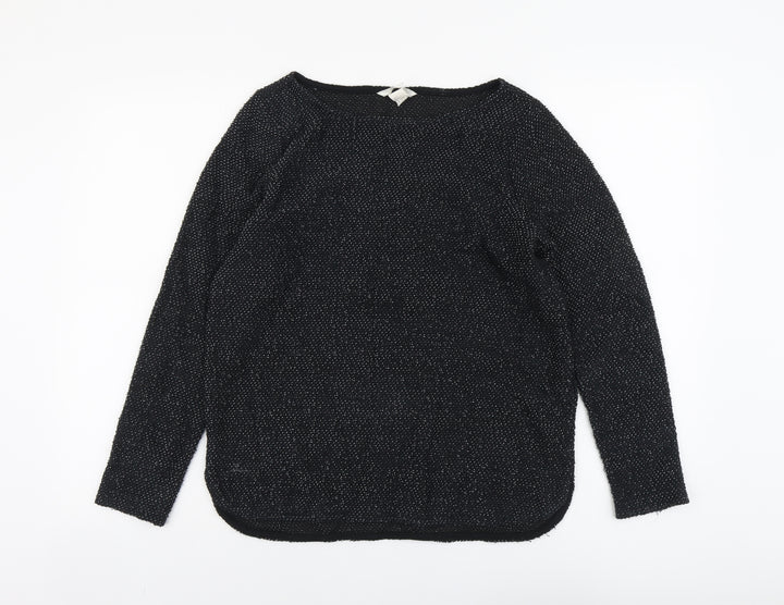 H&M Womens Black Round Neck Cotton Pullover Jumper Size S