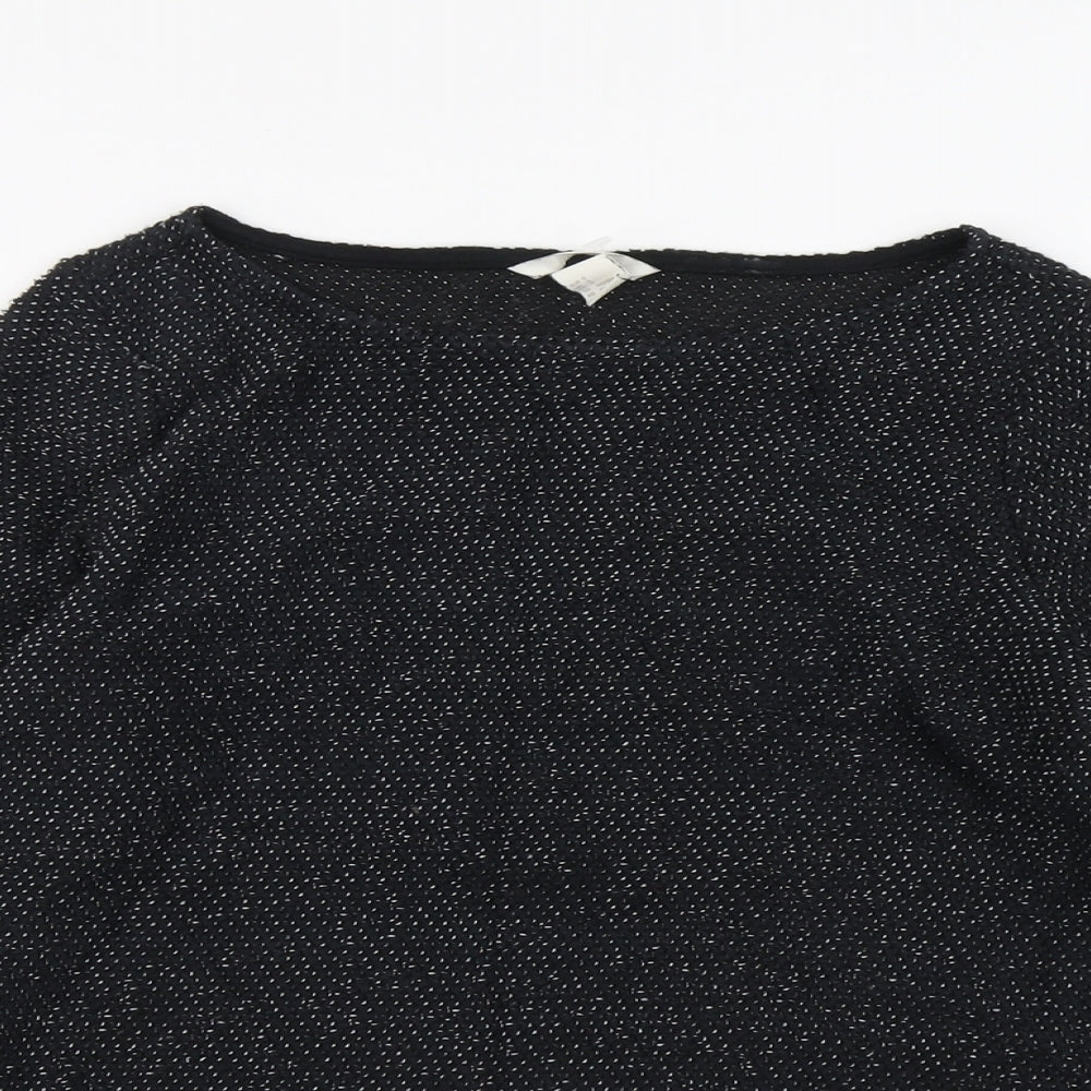H&M Womens Black Round Neck Cotton Pullover Jumper Size S