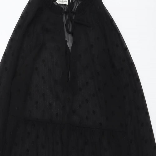 Stradivarius Womens Black Polka Dot Polyester Trapeze & Swing Size S V-Neck Tie