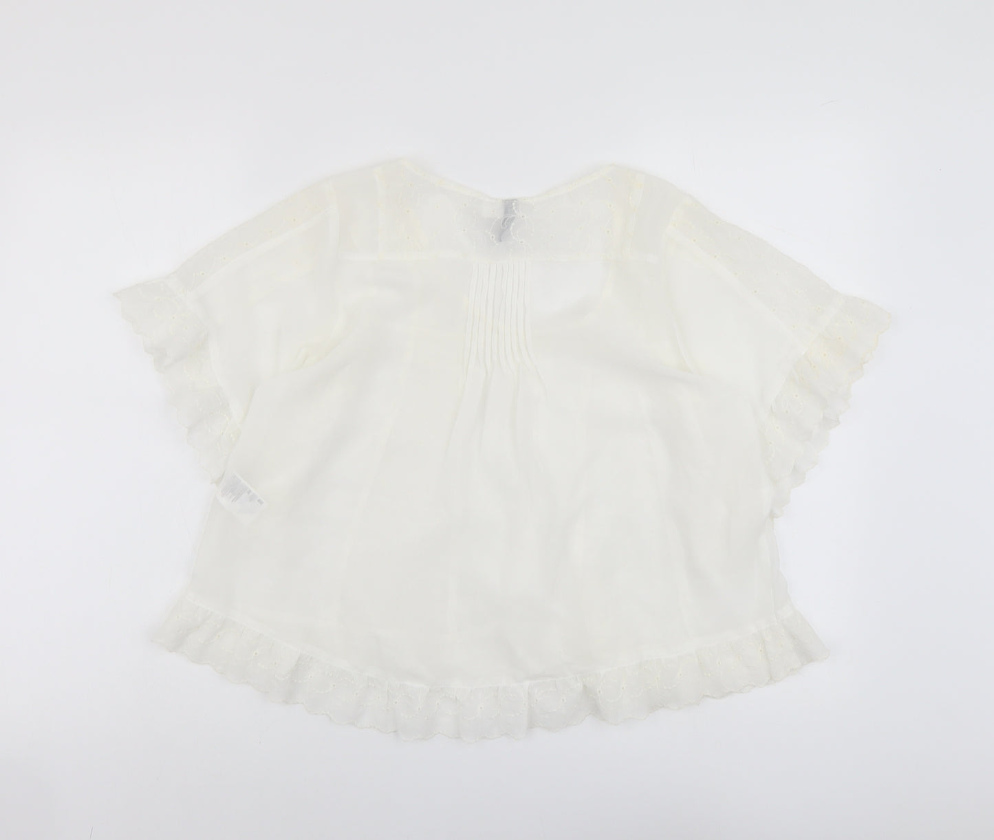 H&M Womens Ivory Polyester Cropped Blouse Size 10 Scoop Neck