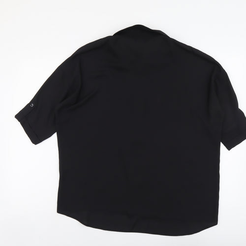 Select Womens Black Polyester Basic Button-Up Size 12 Collared