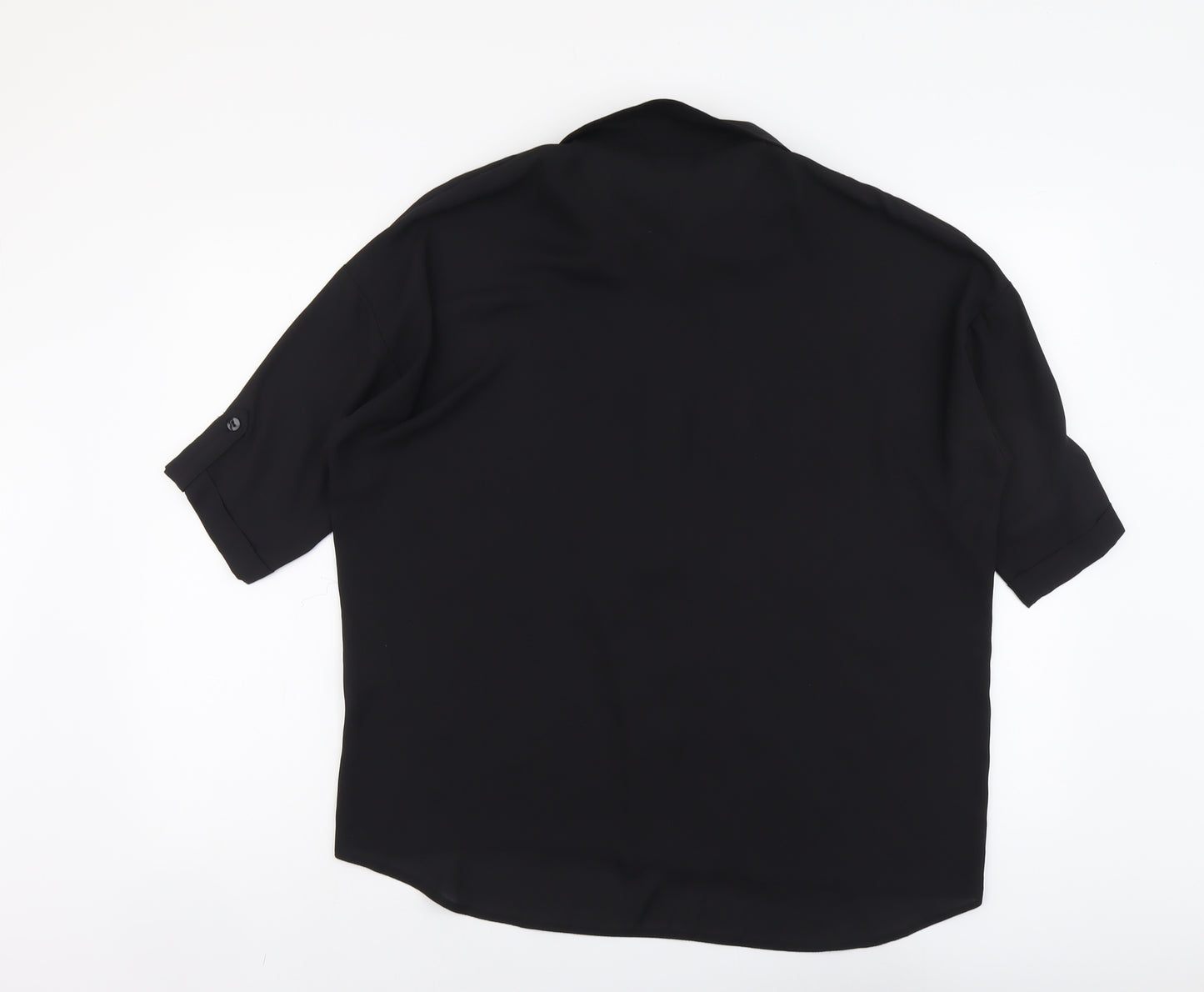 Select Womens Black Polyester Basic Button-Up Size 12 Collared