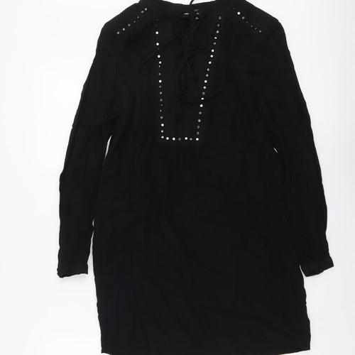 Warehouse Womens Black Polyester A-Line Size 10 Round Neck Tie
