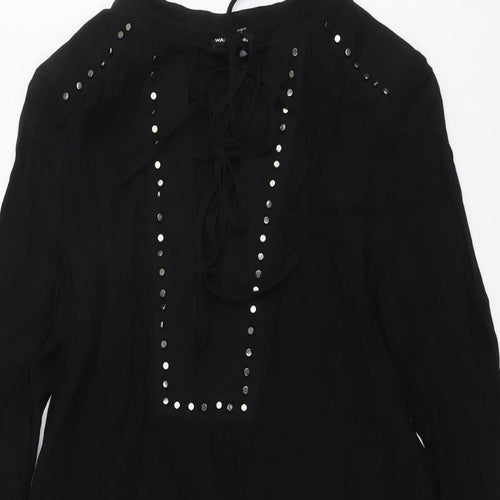 Warehouse Womens Black Polyester A-Line Size 10 Round Neck Tie