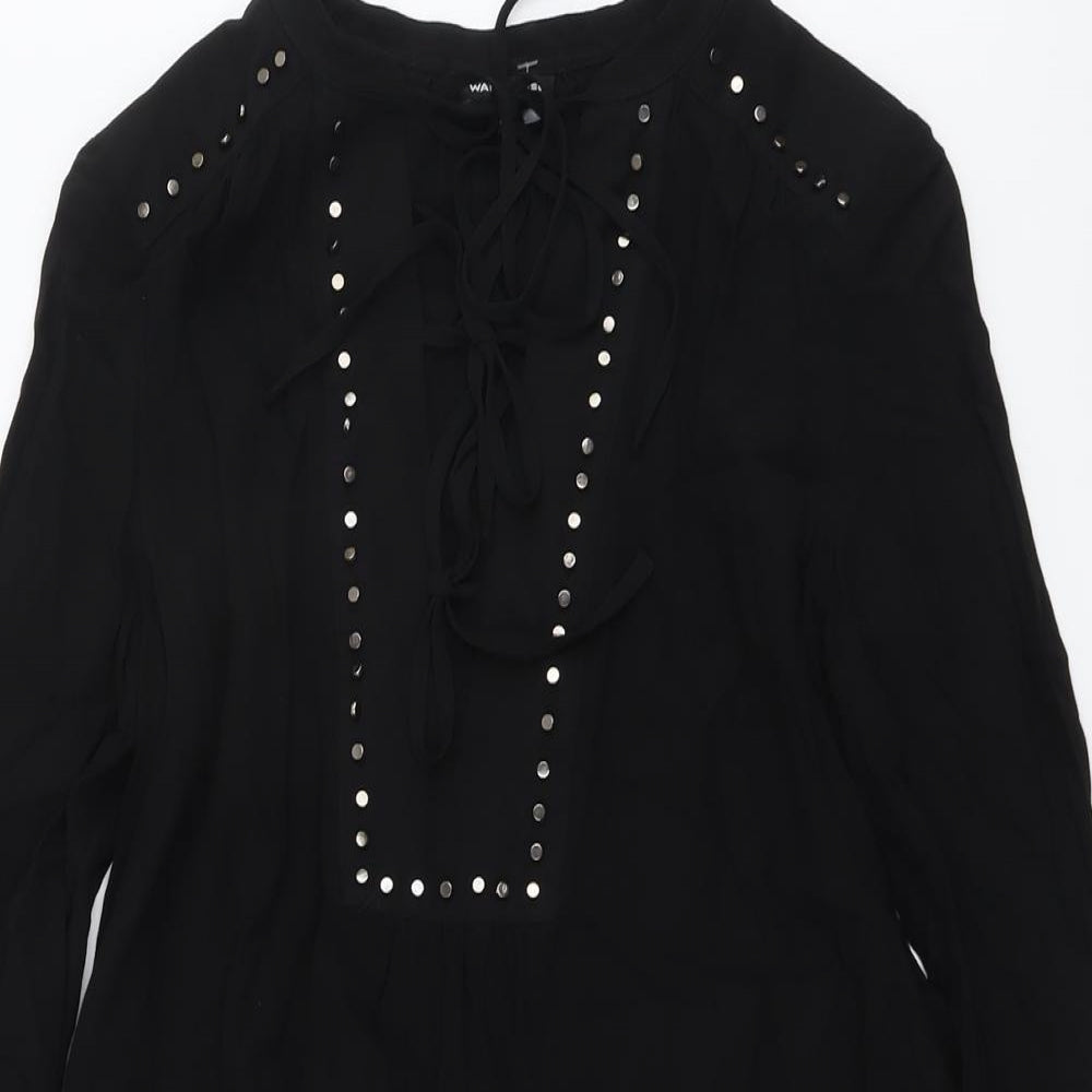 Warehouse Womens Black Polyester A-Line Size 10 Round Neck Tie